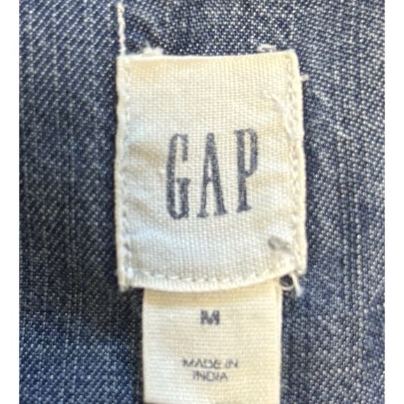 GAP Denim Chambray Shirt Dress Long Sleeve Button Up Coastal Cowgirl Boho Size M - Picture 4 of 8
